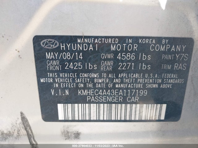 Hyundai SONATA HYBRID 2014 KMHEC4A43EA117199 Image 9
