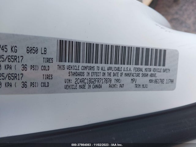 2C4RC1BG2FR717870 Chrysler Town & Country Touring