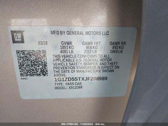 Chevrolet MALIBU LT 2018 1G1ZD5STXJF208989 Image 9