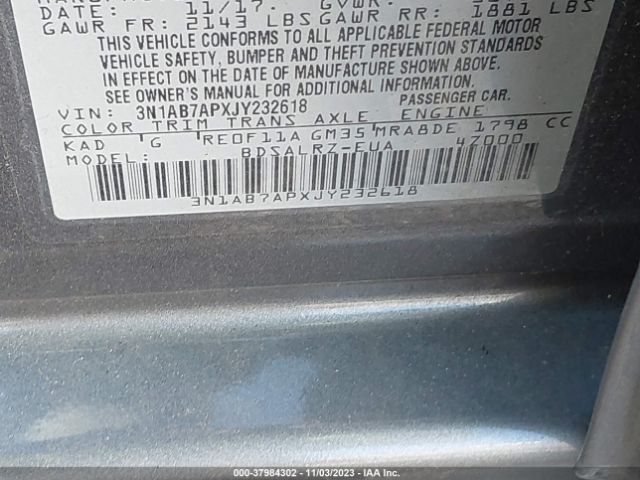 3N1AB7APXJY232618 Nissan SENTRA SR