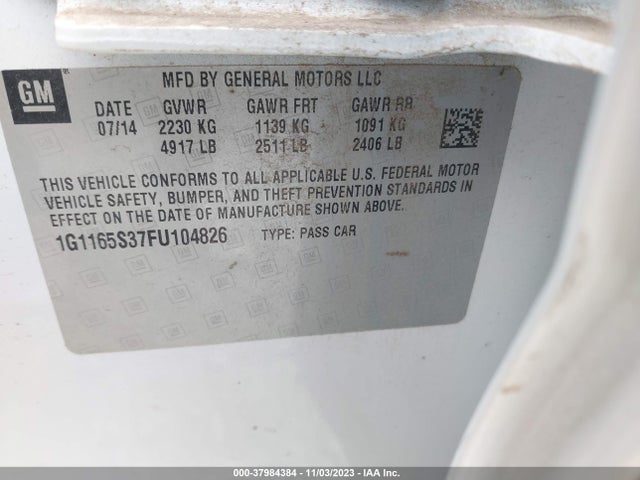 Chevrolet IMPALA 2LZ 2015 1G1165S37FU104826 Image 9