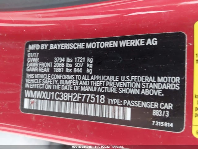 2017 MINI HARDTOP WMWXU1C38H2F77518 Photo 8
