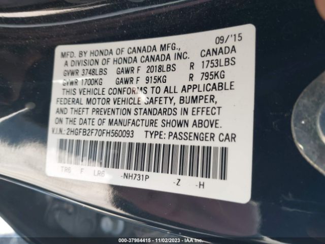 2HGFB2F70FH560093 Honda CIVIC SE