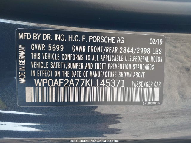 2019 PORSCHE PANAMERA WP0AF2A77KL145371 Photo 8