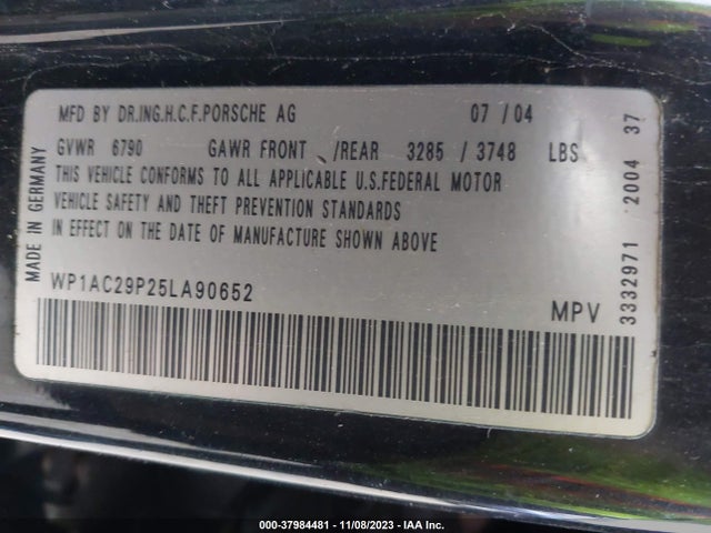 2005 PORSCHE CAYENNE WP1AC29P25LA90652 Photo 8