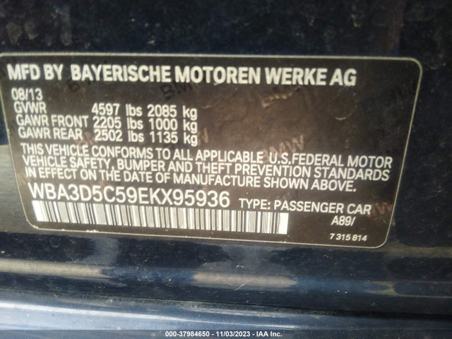 BMW 328d Xdrive 2014 WBA3D5C59EKX95936 Image 9