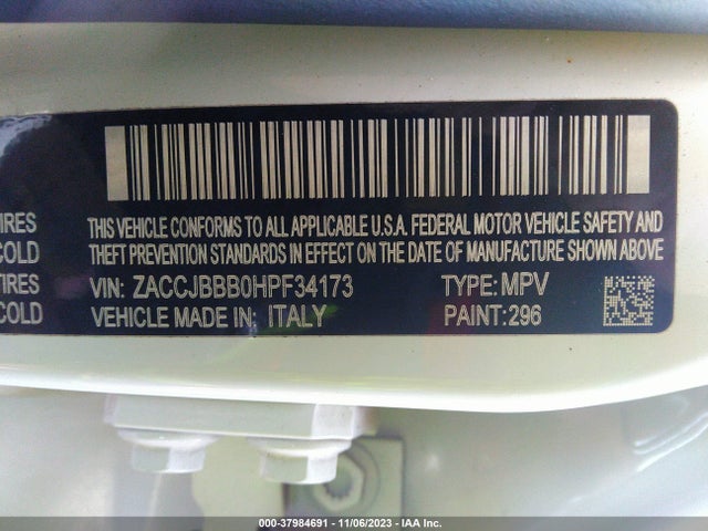 ZACCJBBB0HPF34173 Jeep Renegade Latitude
