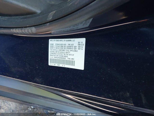 Honda ODYSSEY EX 2019 5FNRL6H52KB029523 Image 9