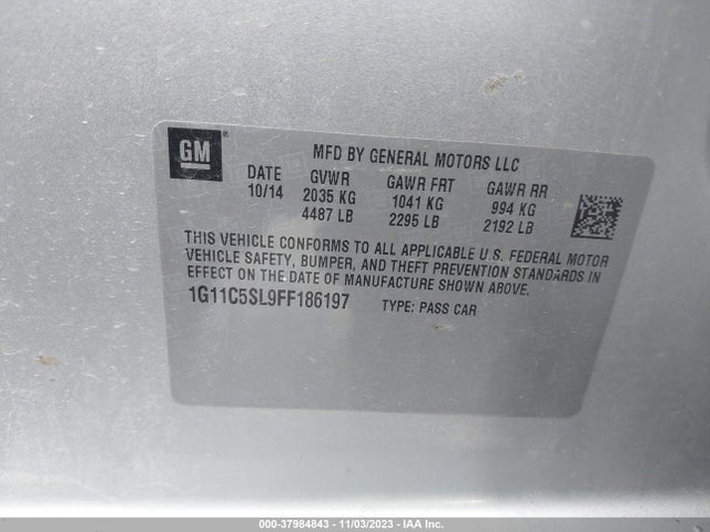Chevrolet MALIBU 1LT 2015 1G11C5SL9FF186197 Image 9