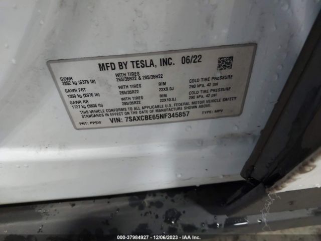 7SAXCBE65NF345857 Tesla Model X Plaid Tri Motor All-wheel Drive
