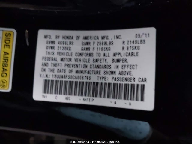Продажа на аукционе авто 2012 Acura Tl 3.5, vin: 19UUA8F50CA006798, номер лота: 37985153