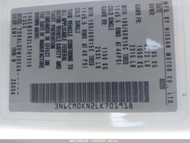 3N6CM0KN2LK701918 Nissan Nv200 Compact Cargo S