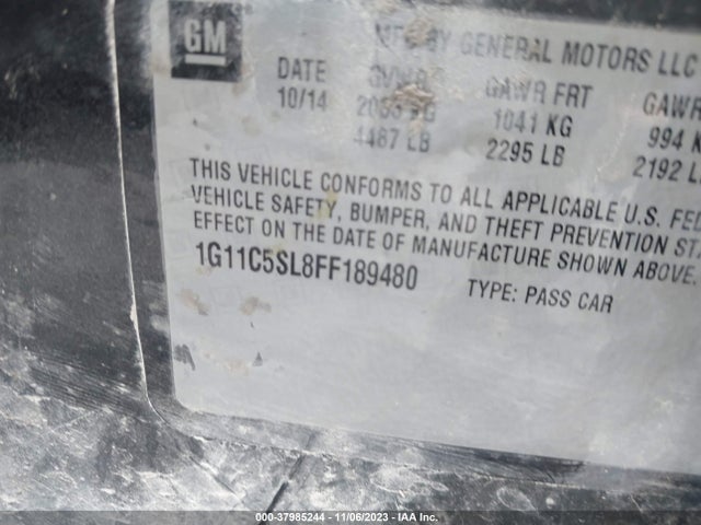 Chevrolet MALIBU 1LT 2015 1G11C5SL8FF189480 Image 9
