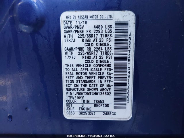 Nissan ROGUE SV 2017 JN8AT2MT3HW136602 Image 9