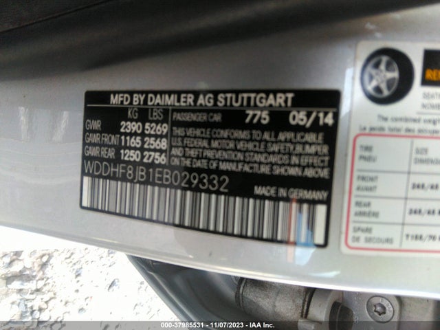 Aukcja sprzedaży 2014 Mercedes-benz E 350 4matic, vin: WDDHF8JB1EB029332, numer aukcji: 37985531