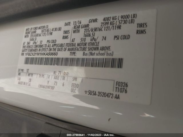 1FBZX2YM1HKA50660 Ford Transit Wagon Xl/xlt
