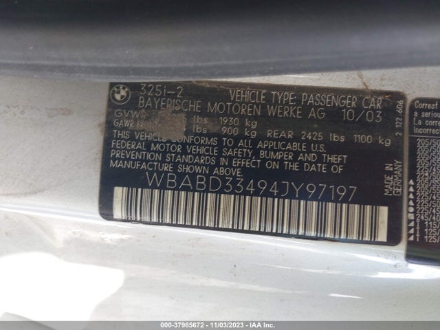 2004 BMW 3 SERIES WBABD33494JY97197 Photo 8