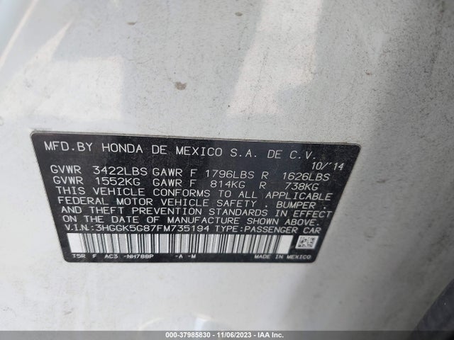 Honda FIT EX 2015 3HGGK5G87FM735194 Image 9