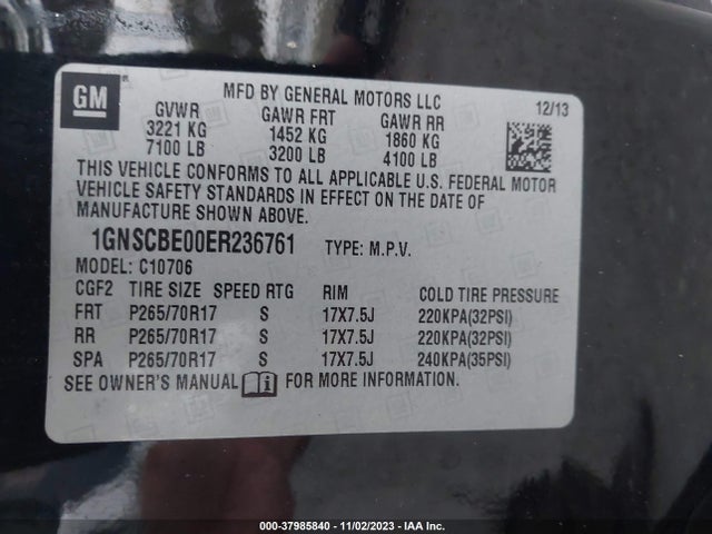 Chevrolet Tahoe Lt 2014 1GNSCBE00ER236761 Image 9