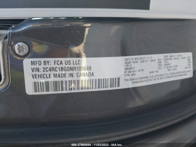 Chrysler Pacifica Touring L 2022 2C4RC1BG0NR109649 Image 9