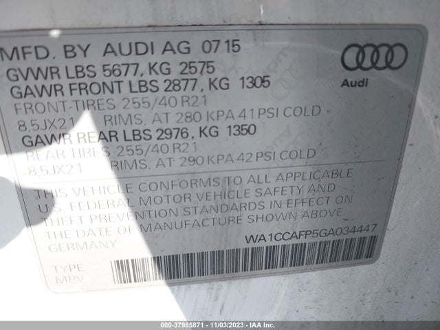 WA1CCAFP5GA034447 Audi Sq5 3.0t Premium Plus