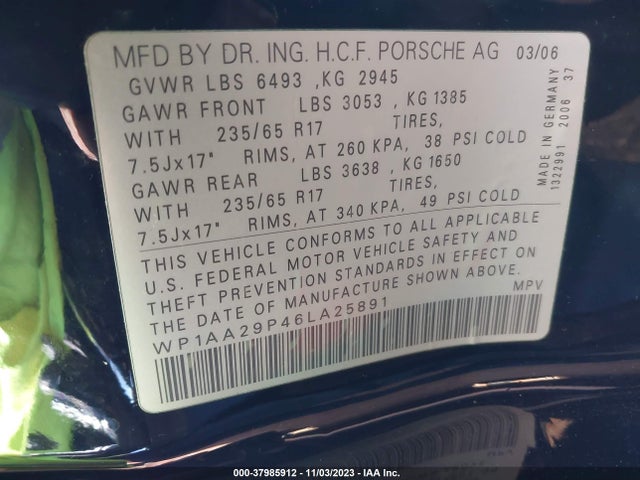 2006 PORSCHE CAYENNE WP1AA29P46LA25891 Photo 8