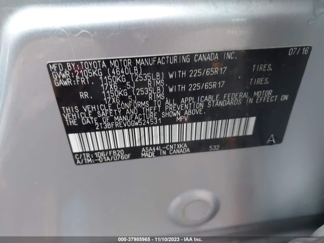Toyota RAV4 LE 2016 2T3BFREV0GW524531 Image 9