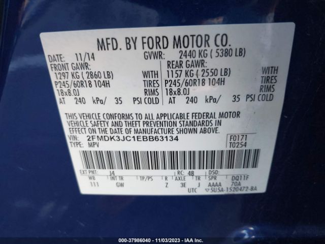 2FMDK3JC1EBB63134 Ford EDGE SEL