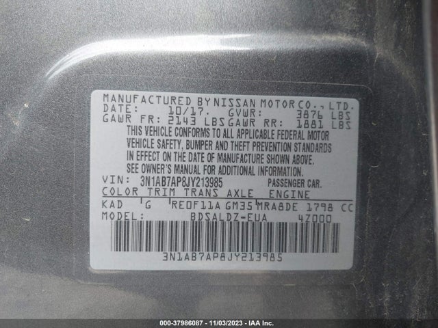Nissan SENTRA SV 2018 3N1AB7AP8JY213985 Image 9