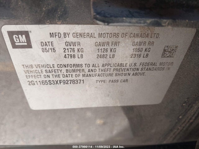 Chevrolet IMPALA 2LZ 2015 2G1165S3XF9278371 Image 8