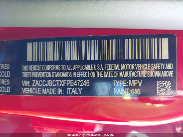ZACCJBCTXFPB47246 Jeep Renegade Trailhawk