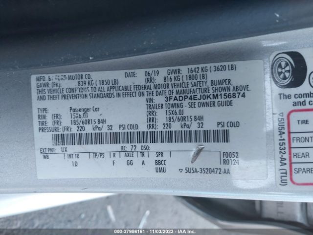 3FADP4EJ0KM156874 Ford FIESTA SE