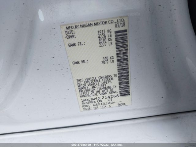 1N4AL3AP5JC214268 Nissan Altima 2.5 Sv