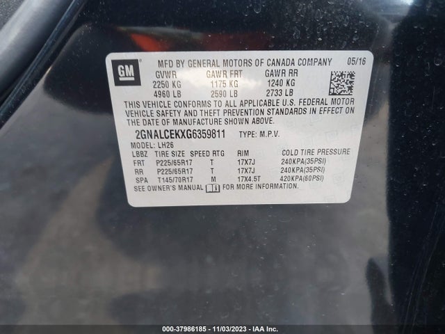 2GNALCEKXG6359811 Chevrolet EQUINOX LT