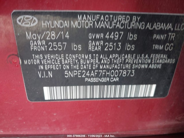 Hyundai SONATA SE 2015 5NPE24AF7FH007873 Image 9