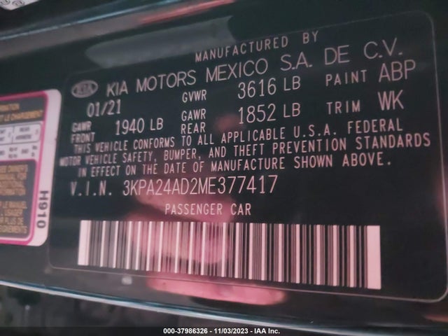 KIA RIO LX 2021 3KPA24AD2ME377417 Image 9