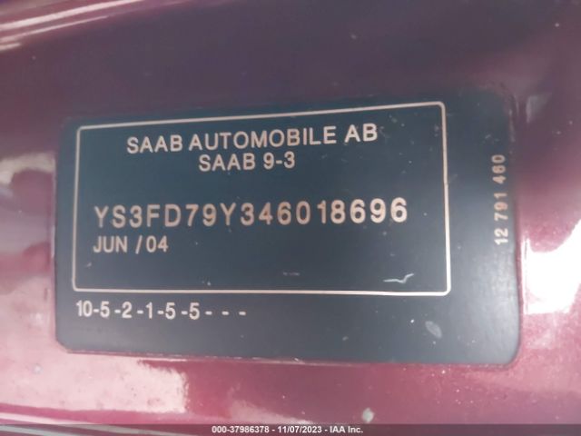 2004 SAAB 9-3 YS3FD79Y346018696 Photo 8
