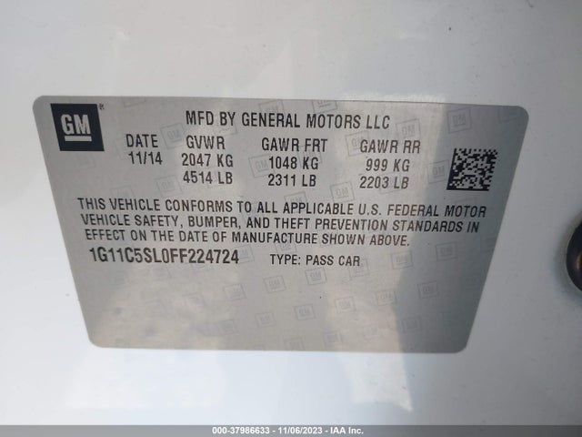Chevrolet MALIBU 1LT 2015 1G11C5SL0FF224724 Image 9
