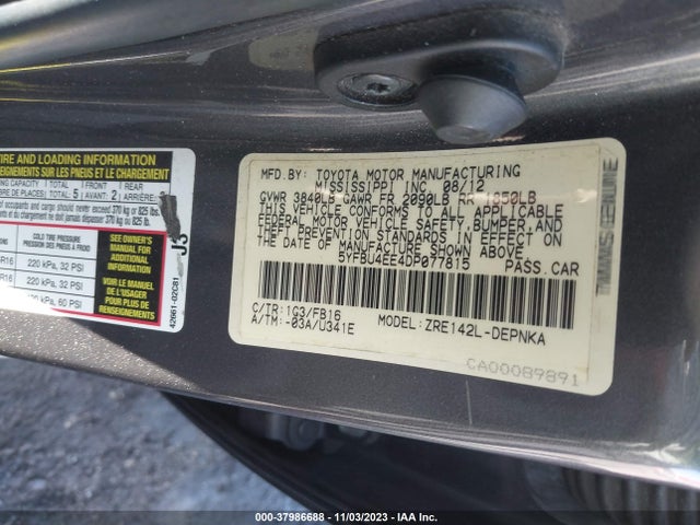 2013 TOYOTA COROLLA LE VIN: 5YFBU4EE4DP077815