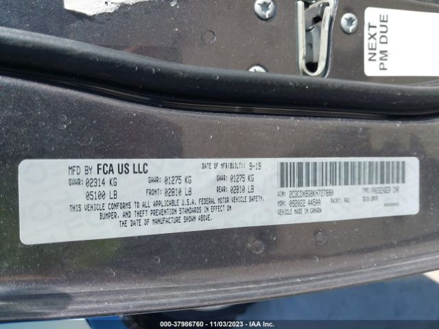 2C3CDXBG8KH727880 Dodge Charger Sxt Rwd