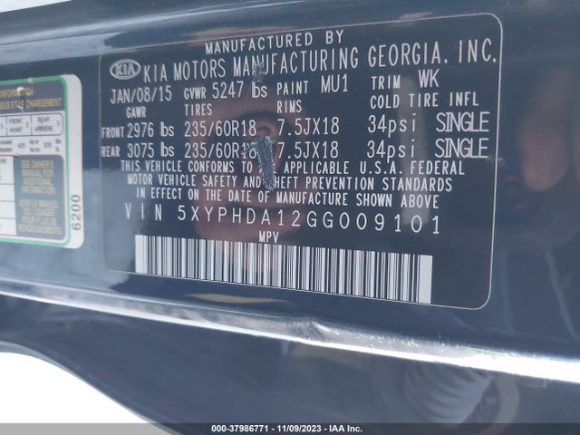 KIA Sorento 2.0t Ex 2016 5XYPHDA12GG009101 Image 9