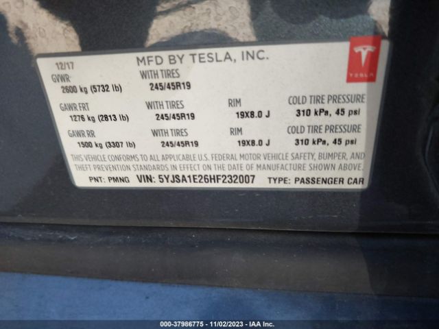2017 TESLA MODEL S 5YJSA1E26HF232007 Photo 8
