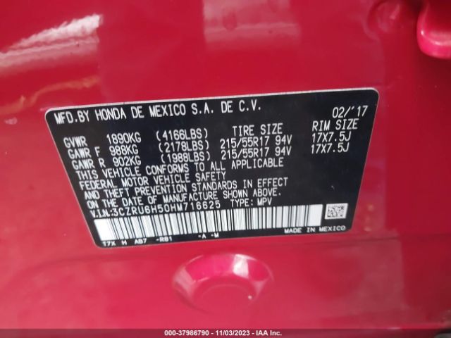 3CZRU6H50HM716625 Honda HR-V EX