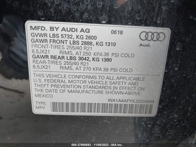 WA1A4AFYXJ2204509 Audi Sq5 3.0t Premium Plus