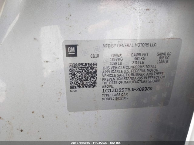 Chevrolet MALIBU LT 2018 1G1ZD5ST8JF209980 Image 9