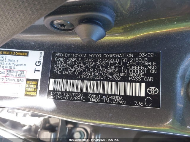 Toyota Prius L 2022 JTDKAMFU0N3175782 Image 9