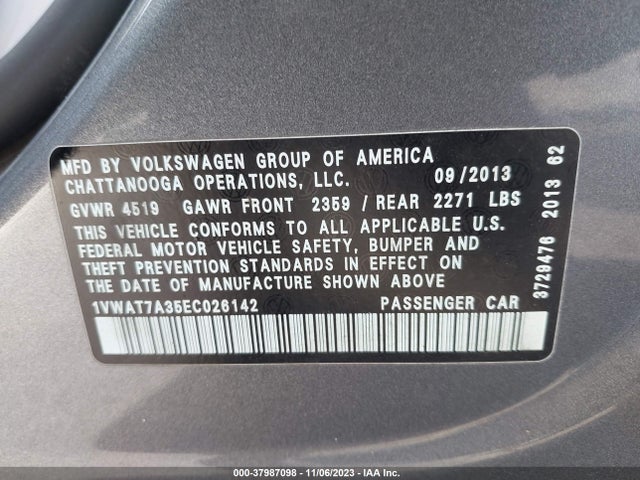 1VWAT7A35EC026142 Volkswagen Passat Wolfsburg Ed