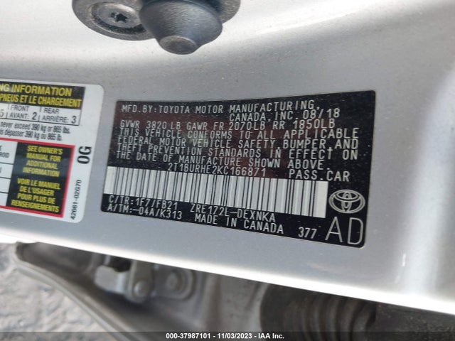 Toyota COROLLA LE 2019 2T1BURHE2KC166871 Image 9