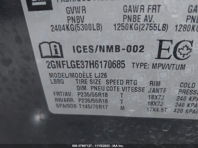 Chevrolet Equinox Premier 2017 2GNFLGE37H6170685 Image 9