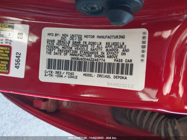 2010 TOYOTA COROLLA LE VIN: 1NXBU4EE4AZ246774
